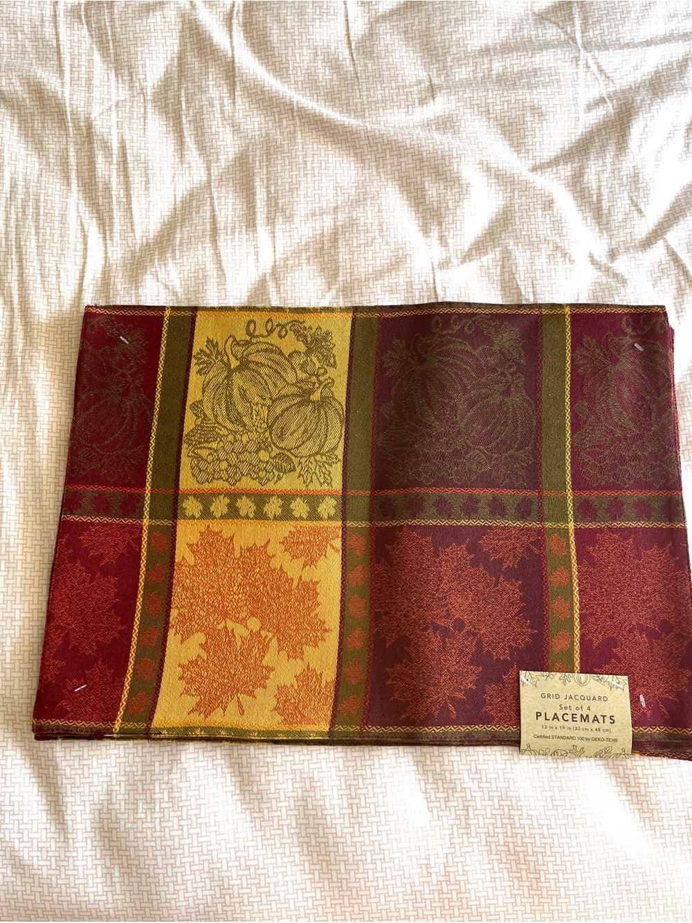 Grid Jacquard Harvest Theme Placemats